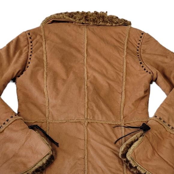 Vintage 90s Y2K RP Sport Penny Lane Faux Suede and Fur Coat Size Small - Picture 4 of 12